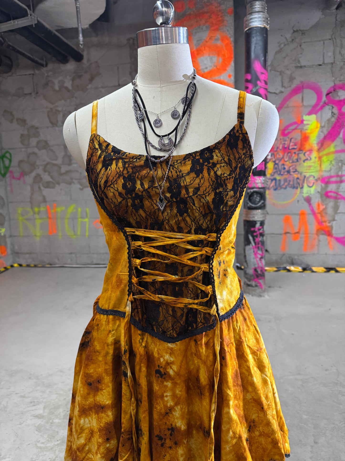 Handmade Plant Dyeing-Witch Cake Skirt Set-Golden