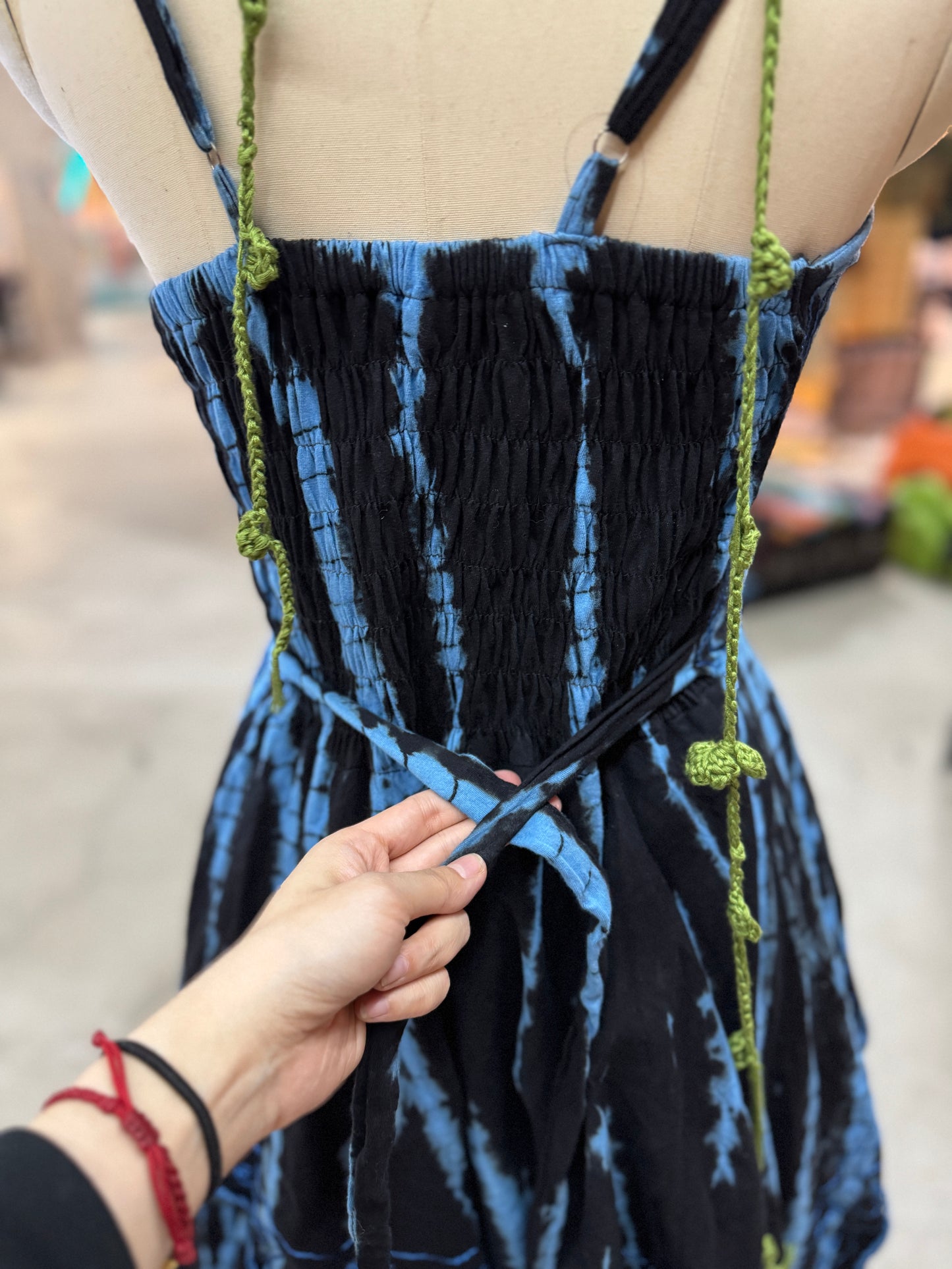 Handmade Plant Dyeing-Witch Cake Skirt Set-Blue