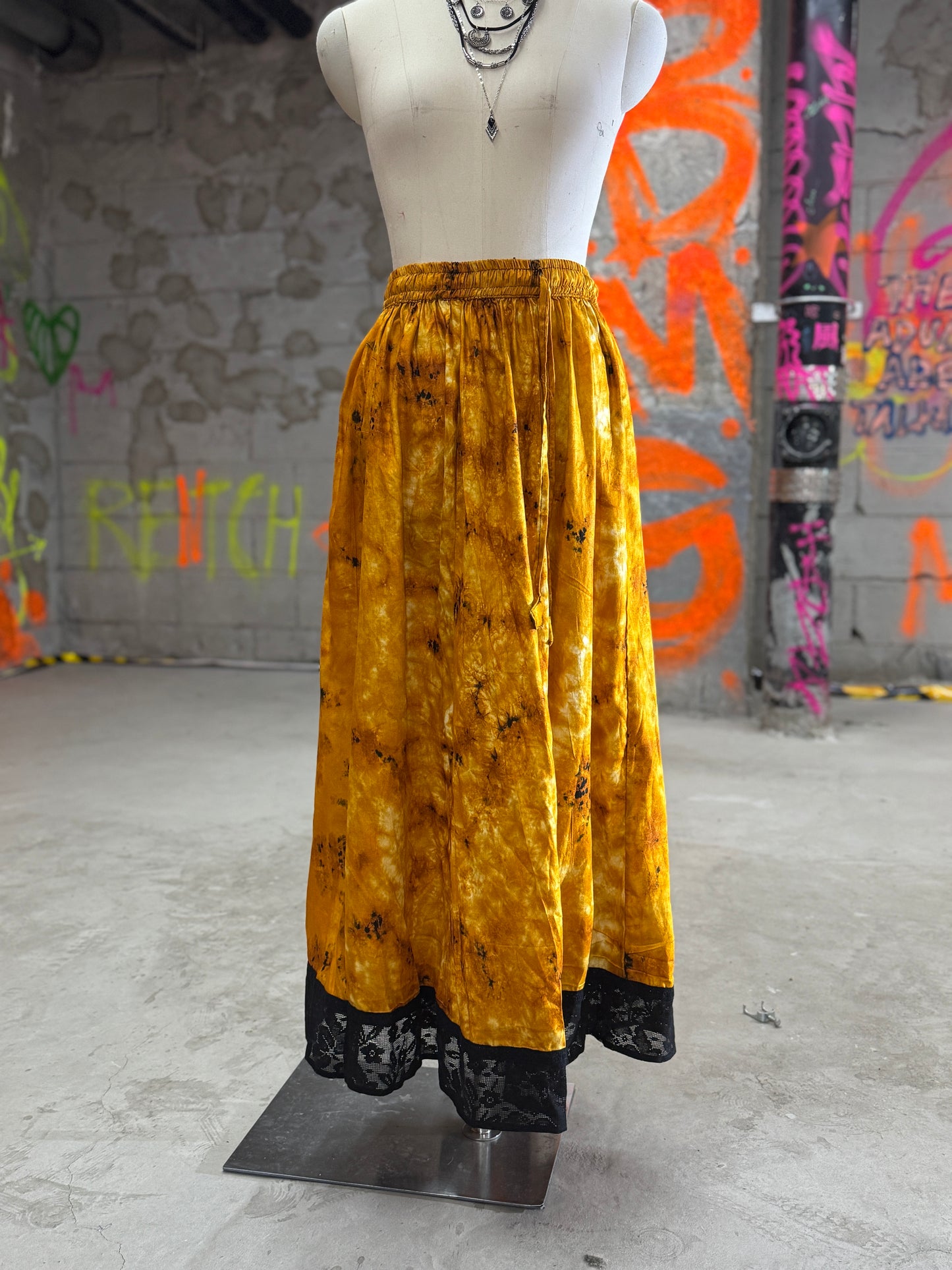 Handmade Plant Dyeing-Witch Cake Skirt Set-Golden