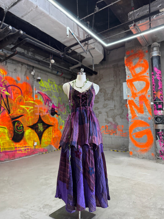 Handmade plant dyeing-Forest Elf Skirt Set-Purple
